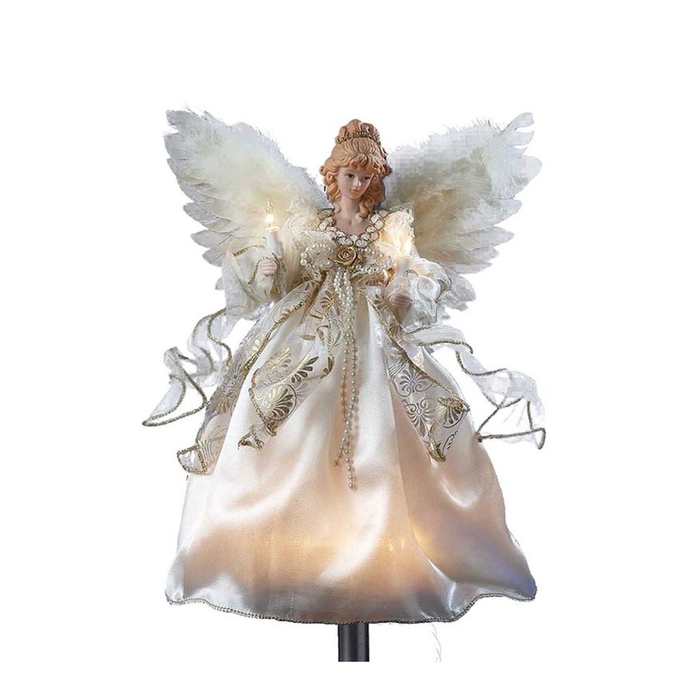 Kurt Adler Ivory Angel Feather Wing Pre-Lit Tree